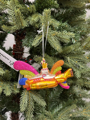 Beatles - Colorful Yellow Submarine GLASS Ornament by Kat & Annie
