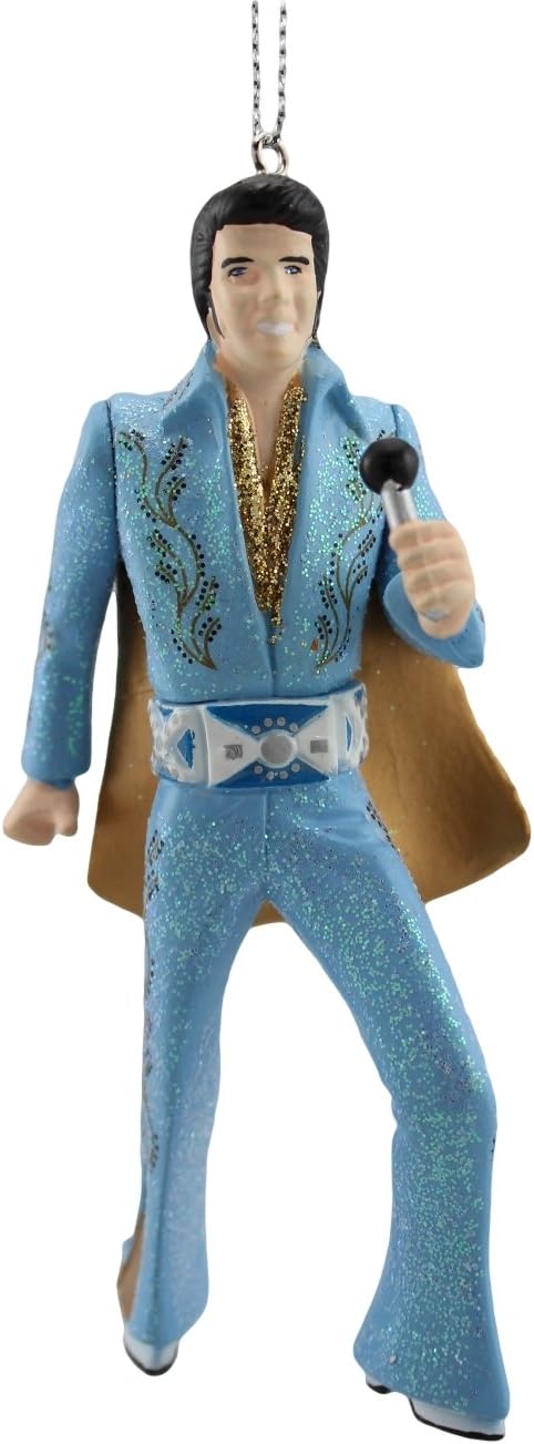 Elvis Presley - Elvis in Blue Suit Cape Ornament by Kurt Adler Inc.