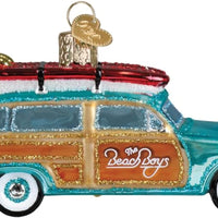 The BEACH BOYS - Surfin' Woody Station Wagon Glitter GLASS Ornament by OWC