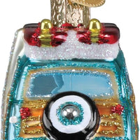 The BEACH BOYS - Surfin' Woody Station Wagon Glitter GLASS Ornament by OWC