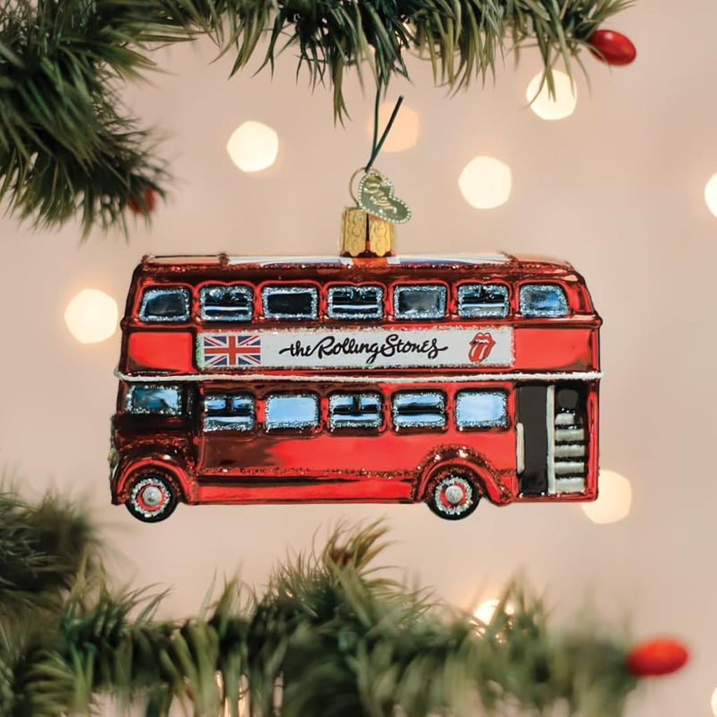 Rolling Stones - British Bus Glitter Album Cover GLASS Ornament by OWC