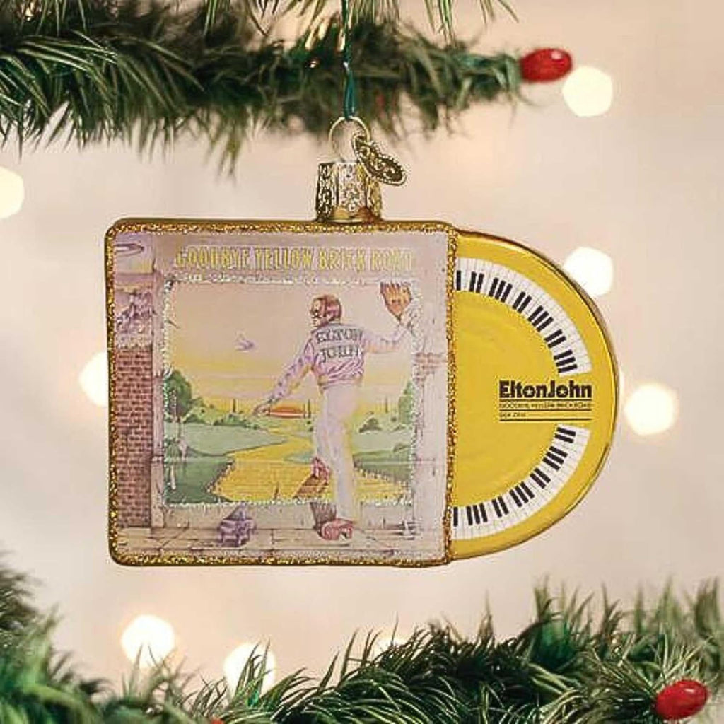 Elton John - Goodbye Yellow Brick Road Glitter Album Cover GLASS Ornament by OWC