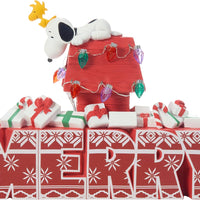 Peanuts - Snoopy & Woodstock MERRY Lighted Resin Figurine by Precious Moments Inc.