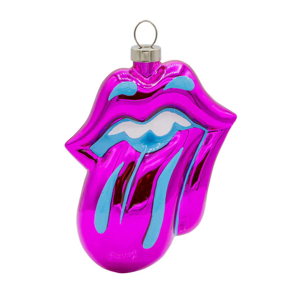 Rolling Stones - PINK Tongue & Lips GLASS Ornament by Kat & Annie