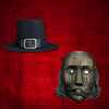 Thanksgiving Movie - John Carver Pilgrim Hat & BURNT Injection Mask by Trick or Treat Studios