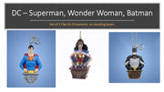 DC Comics - Superman Wonder Woman, & Batman Set of 3 pcs. Clip-on Ornaments by Kurt Adler Inc. SALE