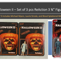 Halloween Movie II  - Michael Myers, Laurie Strode, & Blood Splattered Michael  Set of 3 pcs 3 3/4" ReAction Figures by Super 7