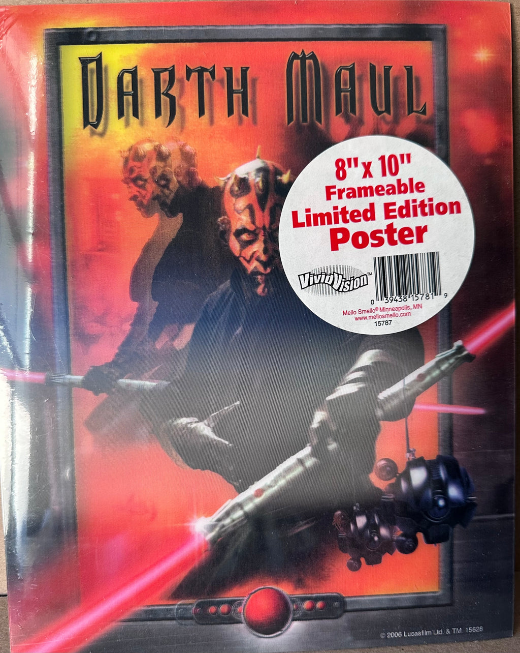 Star Wars - DARTH MAUL 8" x 10" Hologram Lenticular Frameable Collector Poster