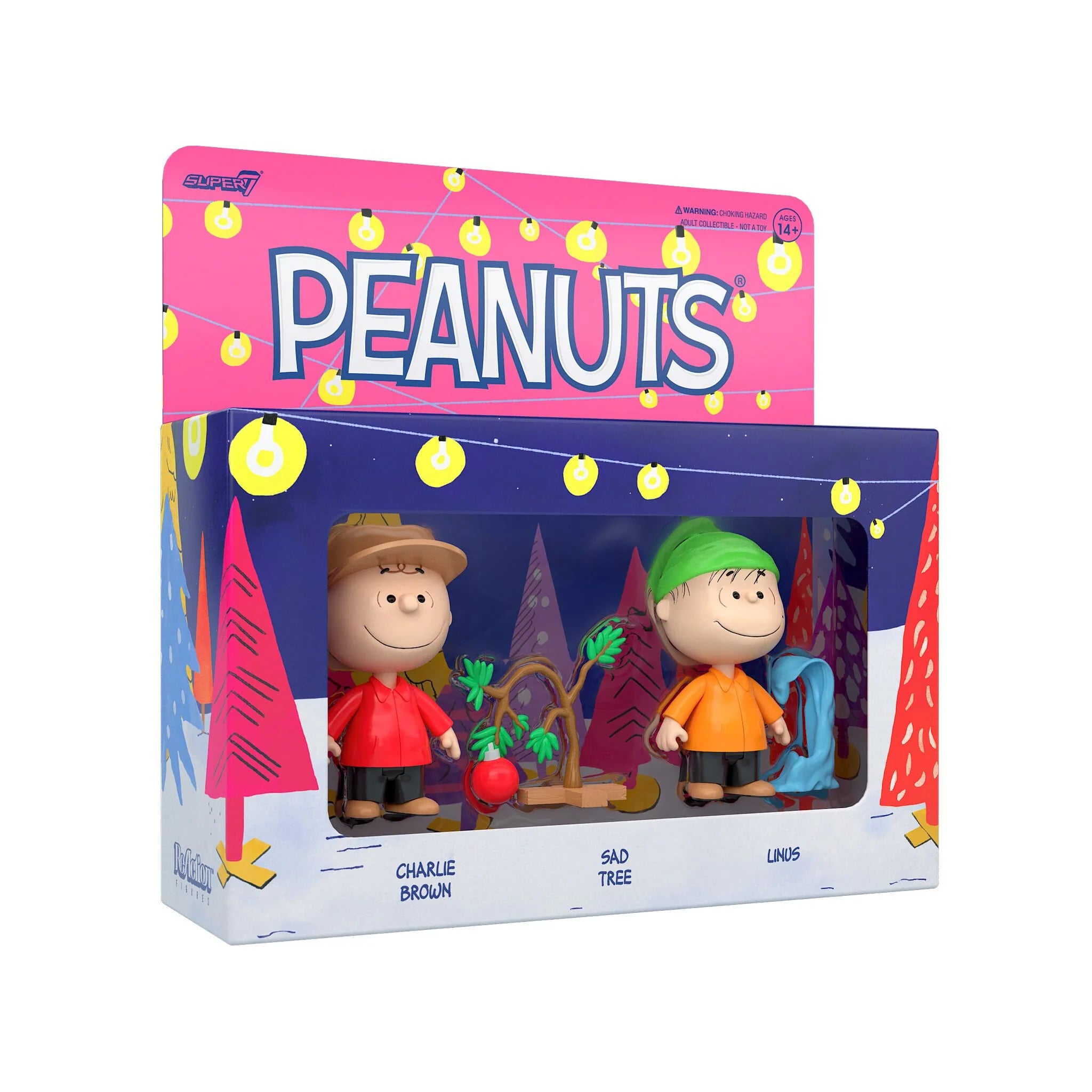 PEANUTS - A Charlie Brown Christmas Holiday Boxed Set ReAction 3 3/4-Inch  Figures by Super 7 - A & D Products NY Corp. Cool Toy Den