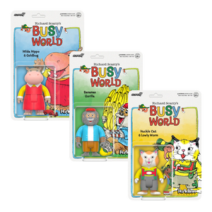 Richard Scarry's BUSY WORLD - Huckle Cat, Bananas Gorilla, and Hilda Hippo Set of 3-pieces Reaction Figures by Super 7