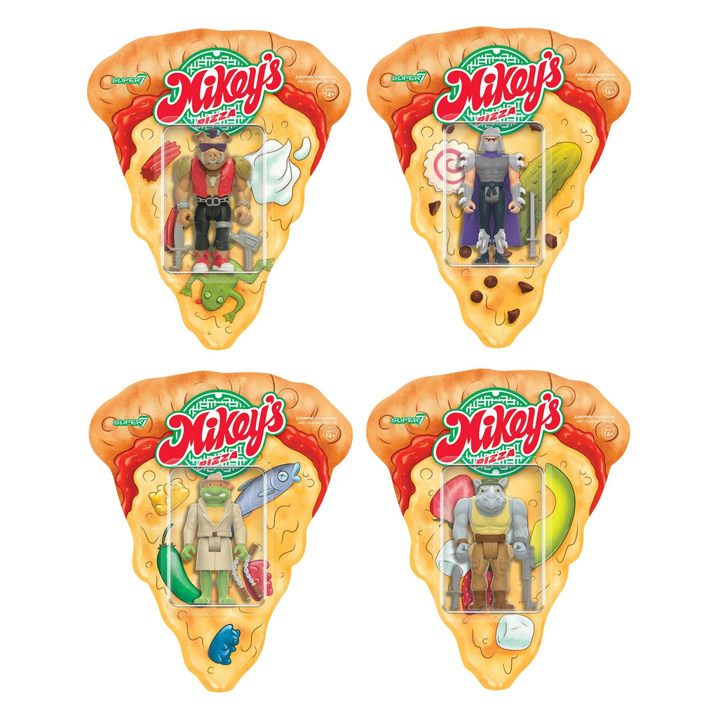 TMNT - Weird Pizza to Go (Cartoon) Set of 4-pieces Reaction Figures by Super 7