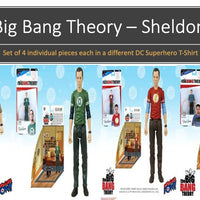 The Big Bang Theory - Sheldon In DC Superhero T-Shirts 4-pc set of 3 3/4" Action Figures