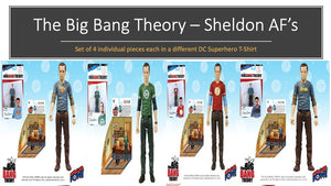 The Big Bang Theory - Sheldon In DC Superhero T-Shirts 4-pc set of 3 3/4" Action Figures