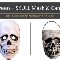 Don Post Studio - SKULL Plastic Mask & Candy Pail by Trick or Treat Studios