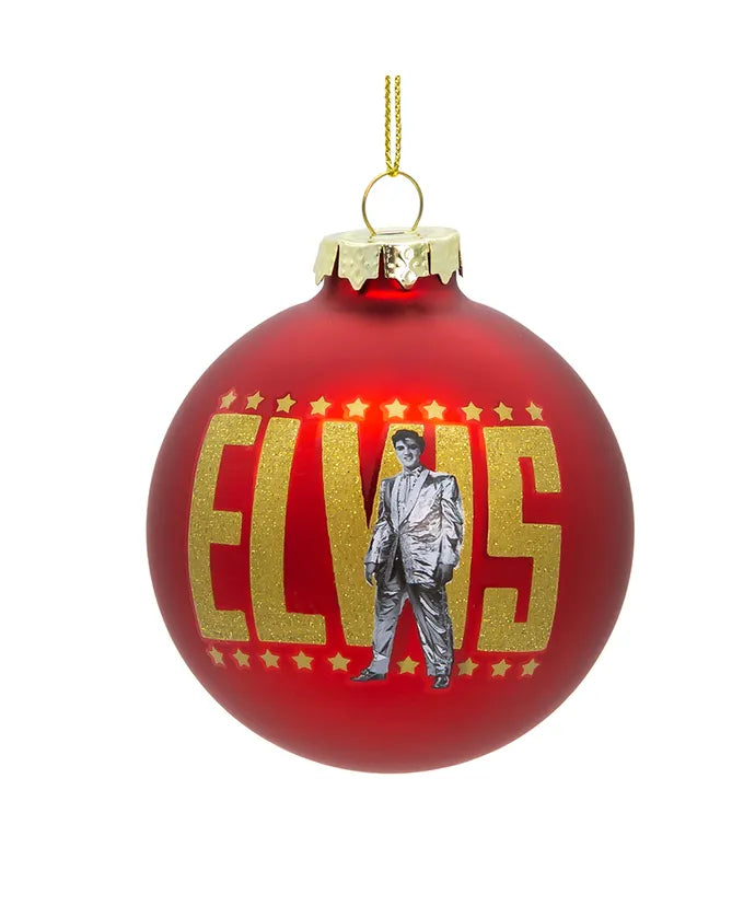 Elvis Presley - Elvis 80MM Glass Red Ball Ornament by Kurt Adler Inc.