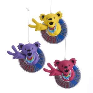 Grateful Dead - Peace Bear 3-piece set of Ornaments by Kurt Adler Inc.