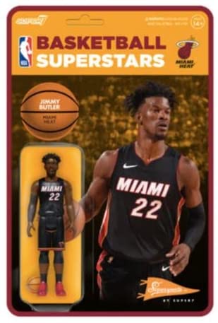 NBA - Jimmy Butler Miami Heat (Jersey Negro) Reacción 3 3/4" Figura de acción por Super 7