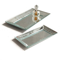 Two's Company Exquisite Etched Glass Mirror Trays, Set of 2