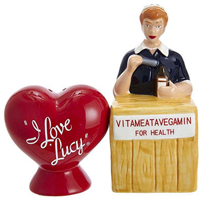 Kurt Adler Kurt S. Adler I Love Lucy Vitameatavegamin Handpainted Ceramic 2-Piece Set Salt and Pepper Shaker