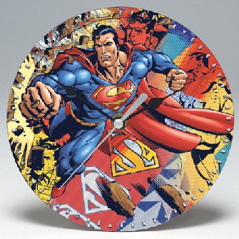 Superman - Reloj de pared redondo de decoupage de 7