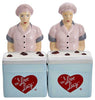 Kurt S. Adler Love Lucy Chocolate Factory Handpainted Ceramic 2-Piece Set Salt and Pepper Shaker