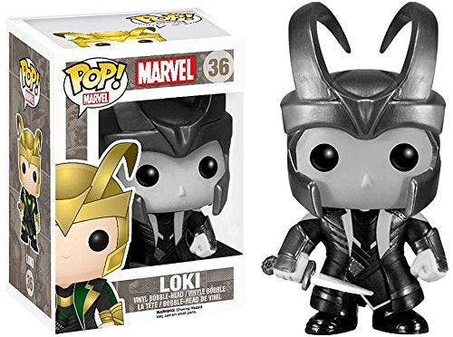 Funko Pop! Marvel Black/white Loki with Helmet Figure #36 HOT Topic Exclusive