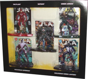DC 1998 Justice League of America 5 Inch Tall Action Figure Collection with Display Base - Batman, The Flash, Green Arrow, Hologram Superman & Hologram Green Lantern SALE