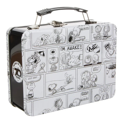 Peanuts - Peanuts Gang Black & White Large 2-sided Metal Lunch Box Tin Tote by Vandor