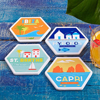 Bon Voyage! Travel Coasters Set Of 4 in a Gift Box by Two's Company