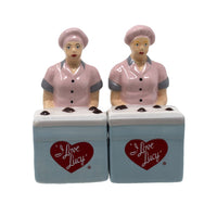 Kurt S. Adler Love Lucy Chocolate Factory Handpainted Ceramic 2-Piece Set Salt and Pepper Shaker