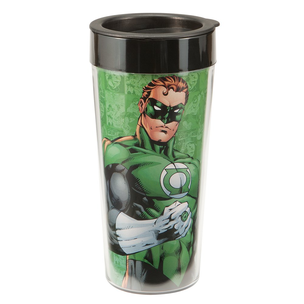 Vandor 74351 Green Lantern Plastic Travel Mug, Green, 16-Ounce