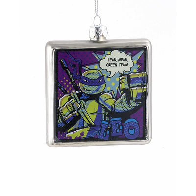 Kurt Adler Glass Teenage Mutant Ninja Turtles Comic Strip Square Ornament, 3-Inch