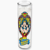 ICUP DC Comics - Wonder Woman Stained Glass Clear Glass Tall Candle With Unscented White Wax