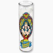 ICUP DC Comics - Wonder Woman Stained Glass Clear Glass Tall Candle With Unscented White Wax