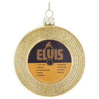 Kurt Adler Elvis Glass Gold Record Hanging Ornament