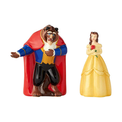 Enesco Disney Beauty Belle and Beast - Salero y pimentero de cerámica, 3.5 in, multicolor