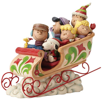 Jim Shore Peanuts Gang Charlie Brown Snoopy Lucy Linus Sleigh Ride Figure