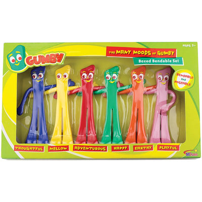 Gumby - Many Moods of Gumby Bendable Poseable Figures Juego de caja de 6 piezas
