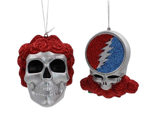 Grateful Dead - Skull 2-piece set of Ornaments by Kurt Adler Inc.