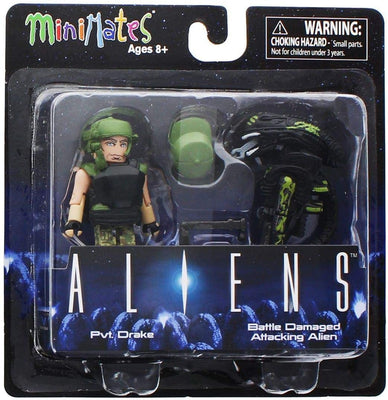 Aliens - Serie 1 Pvt Drake & Battle Damaged Attacking Alien 2-pack Minimates por Diamond Select