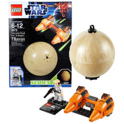 Lego 2012 Star Wars Series Set # 9678: TWIN-POD CLOUD CAR &amp; BESPIN con minifiguras de Lobot, soporte de exhibición con placa de nombre (78 piezas)