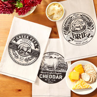 Two's Company Artisan Market Cheese Label Dish Towels, Set of 12