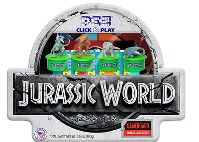 Jurassic World - JW Click & Play Lata de regalo de 4 piezas de PEZ 