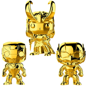 Funko Marvel: Pop! Marvel Studios 10 Gold Chrome Collectors Set 1 - Iron Man, Ant-Man, Loki Toy