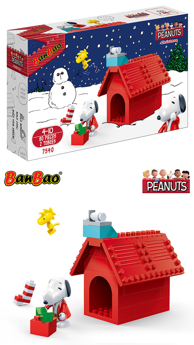 Peanuts - Snoopy & Woodstock Christmas Doghouse Building Set by