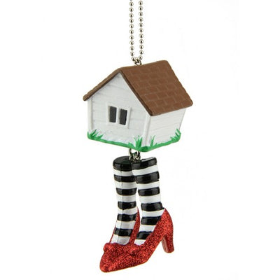 Wizard of Oz  - House Attached to Stockings with Ruby Slippers Clip On Ornament by Kurt Adler Inc.