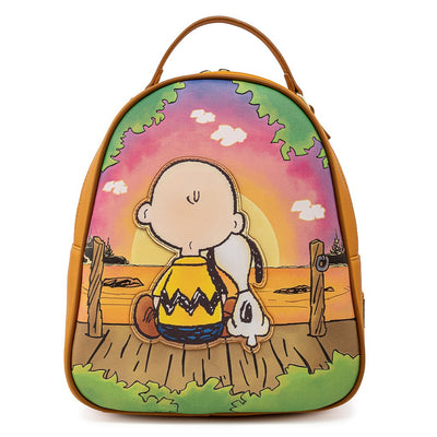 Peanuts - Charlie Brown & Snoopy Sunset Double Strap Backpack Bag by LOUNGEFLY