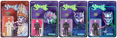 GHOST Band - Papa Emeritus Nihil, Prequelle Ghoul & Ghoulette & Meliora Ghoul Juego de 4 figuras de reacción de Super 7