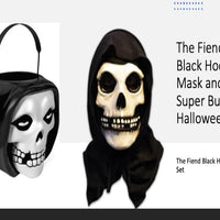 Misfits - MÁSCARA The Fiend Black Hood de Trick or Treat Studios y Halloween Super Bucket de Super 7