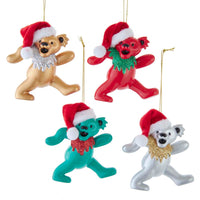 Grateful Dead - Bears with Santa Hats 4-piece set of Ornaments by Kurt Adler Inc.